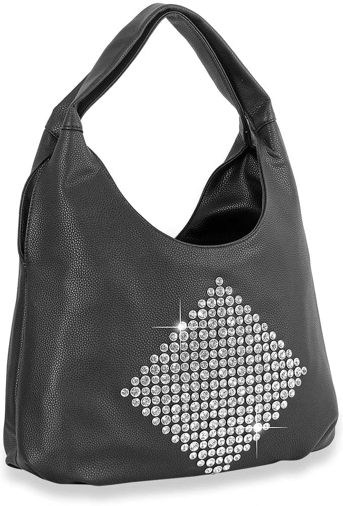 Diamond Pattern Shoulder Bag - Black