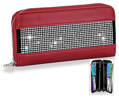 Sparkling Stone Accordion Wallet - Red