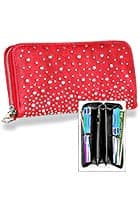 Triple Compartment Accordion Wallet - Red