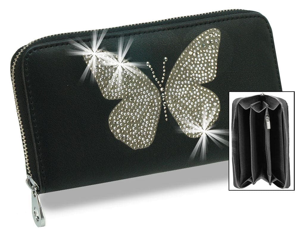 Triple Compartment Accordion Wallet - Black