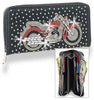 Motorcycle Design Rhinestone Accordion Wallet