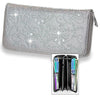 Rhinestone Design Accordion Wallet - Pewter