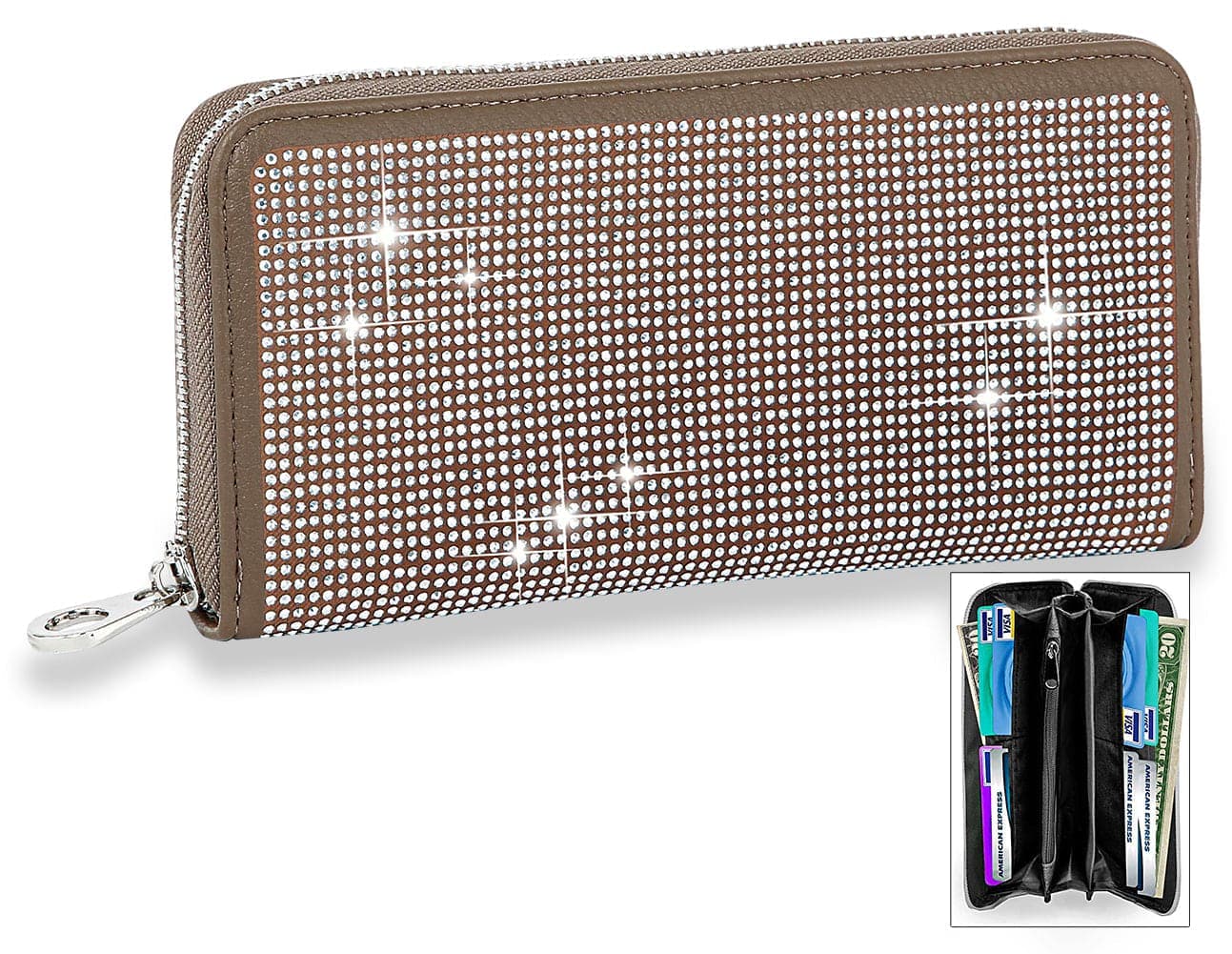 Dazzling Accordion Wallet - Taupe