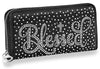 Blessed Rhinestone Bling Accordion Wallet - Black