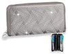 Rhinestone Design Accordion Wallet - Pewter