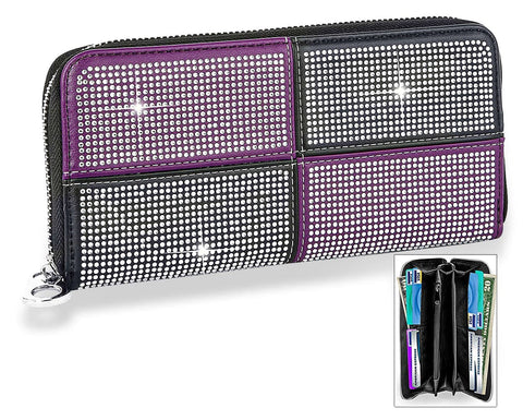 Four Square Design Accordion Wallet - Purple