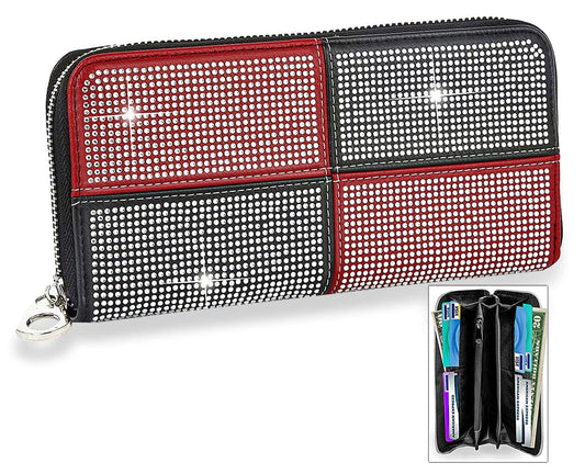 Four Square Design Accordion Wallet - Red