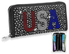 Red White and Blue Bling USA Wallet - Black