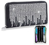 Waterfall Rhinestone Accordion Wallet - Black