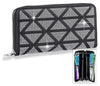 Rhinestone Grid Accordion Wallet - Black