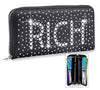 Bold Rhinestone Rich Accordion Wallet - Black