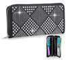 Diamond Bling Accordion Wallet - Black
