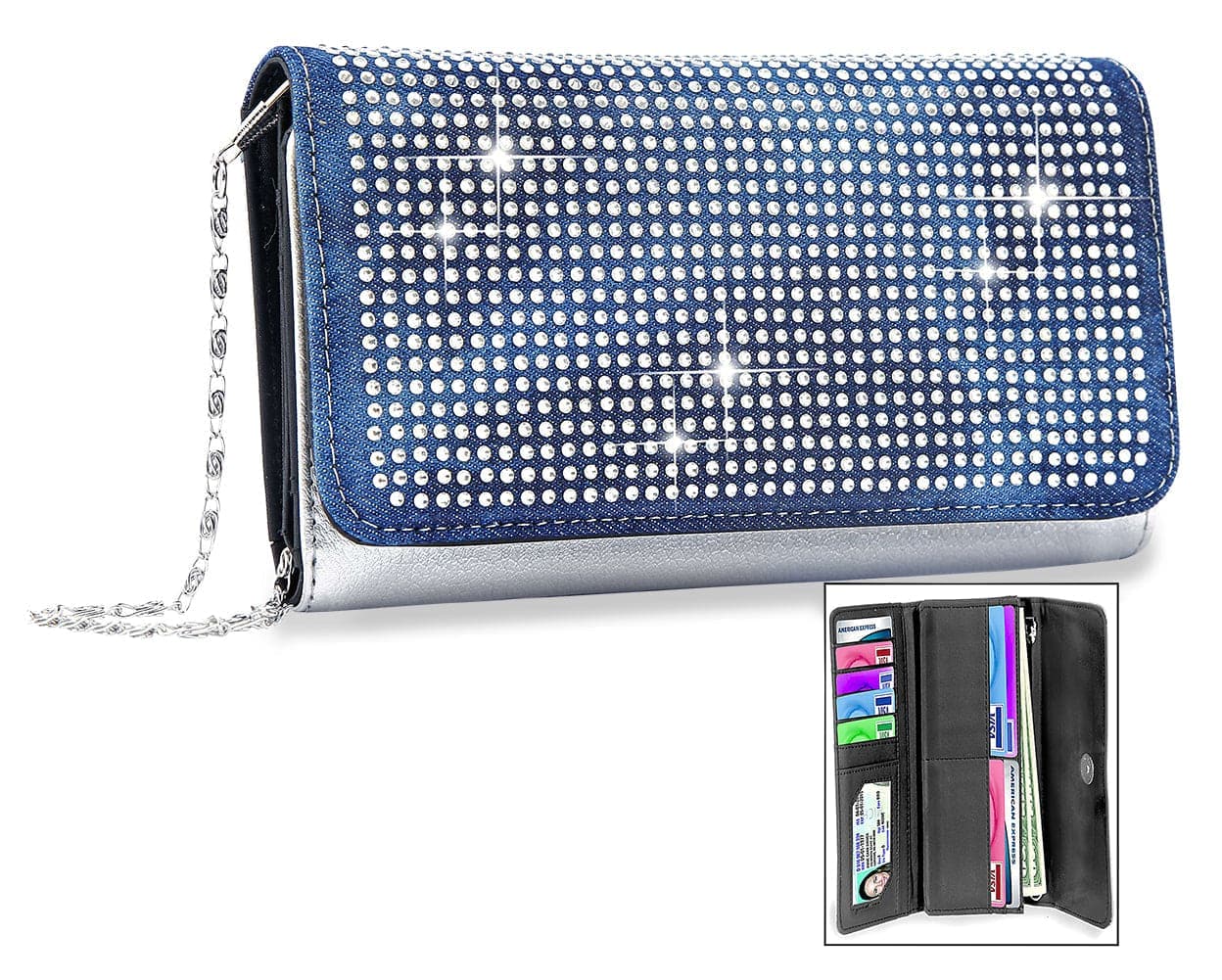 Dazzling Rhinestone Classic Crossbody Wallet