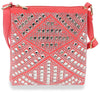 Rhinestone Design Crossbody Sling - Coral