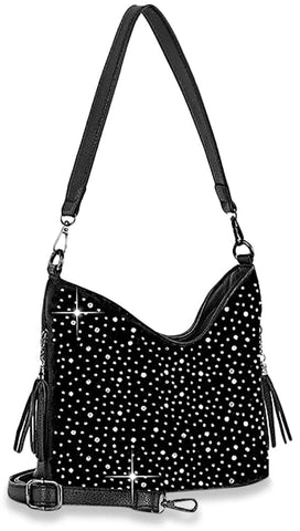 Sparkling Rhinestones Crossbody Sling - Black