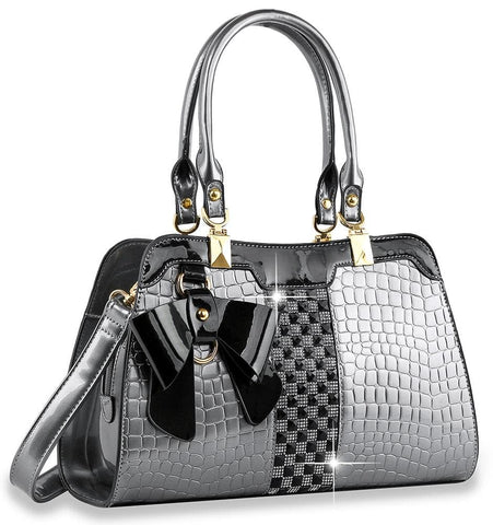 Brilliant Bow Sparkling Hand Tote - Pewter