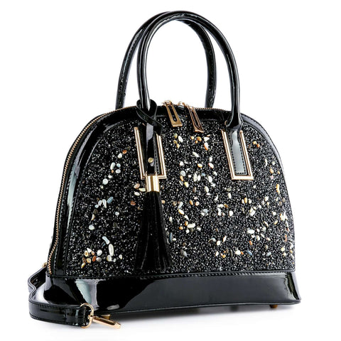 Dazzling Stone Bowler Handbag