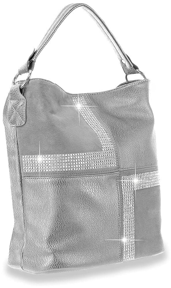 Four Square Design Hobo Handbag - Pewter