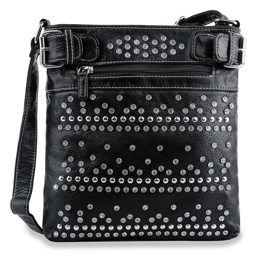 Rhinestone Studded Crossbody Sling - Black