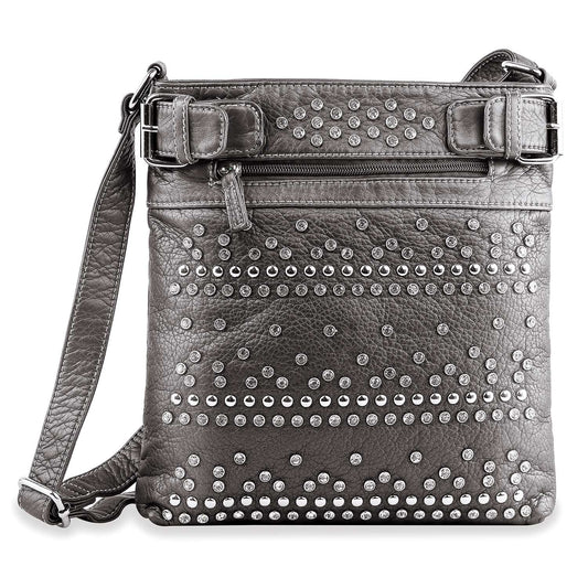 Rhinestone Studded Crossbody Sling - Pewter