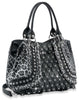 Gorgeous Studded Fashion Handbag - Black-White
