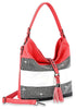 Sparkling Striped Hobo Handbag - Coral