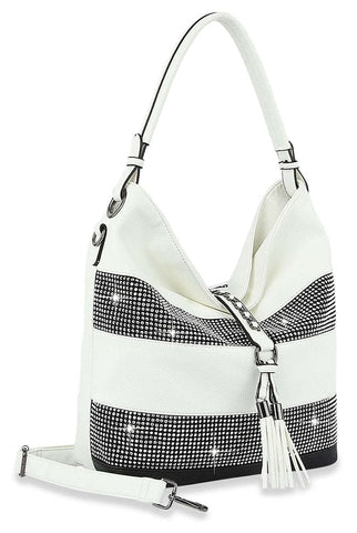 Sparkling Striped Hobo Handbag