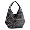 Patent Trim Rhinestone Pattern Hobo - Black