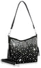 Glamorous Rhinestone Hobo Crossbody Sling - Black