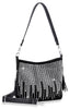 Rhinestone Waterfall Hobo Crossbody Sling - Black