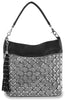 Rhinestone Design Hobo Handbag - Black