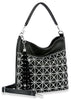 Tassel Accented Bling Hobo Handbag - Black