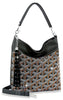 Trendy Rhinestone Patterned Hobo Handbag - Black