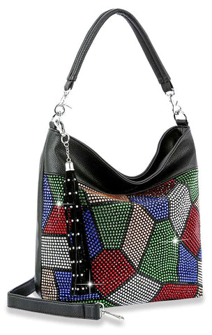 Colorful Stained Glass Design Hobo - Black