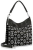 Rhinestone Grid Hobo Handbag - Black