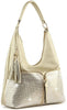 Rhinestone Zip Fashion Hobo - Gold