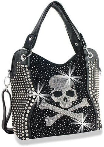 Skull and Crossbones Shoulder Bag - Black