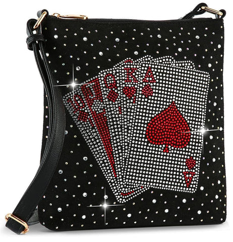 Playing Cards Rhinestone Crossbody Sling