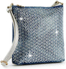 Grid Pattern Rhinestone Crossbody Sling