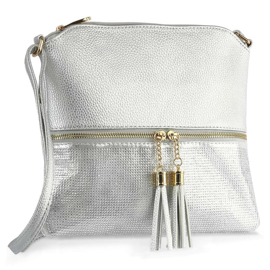 Tassel Accented Rhinestone Crossbody Sling