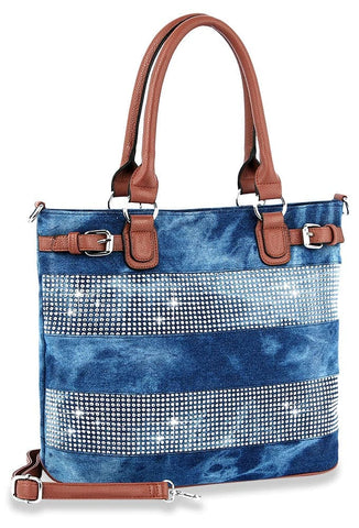 Tall Striped Accented Tote Handbag