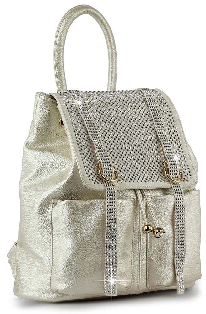 dasein faux leather fashion backpack bag Rhinestone Accent Fashion Backpack