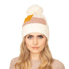Color Block Pom Pom Beanie - Ivory