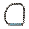 Stone Pendent Stretch Bracelet  - Turquoise