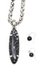 Stone Pendant Necklace Set - Black