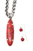 Stone Pendant Necklace Set - Coral