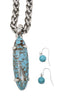 Stone Pendant Necklace Set - Turquoise
