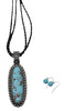 Casual Stone Pendant Necklace Set - Turquoise