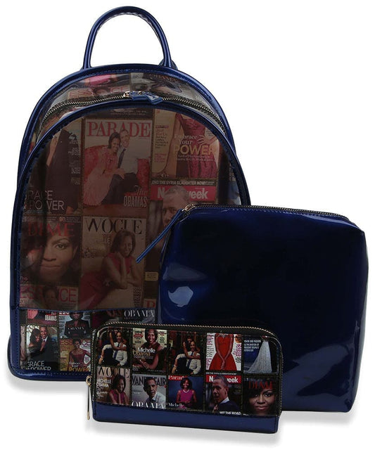 Obama Magazine Print Backpack Set