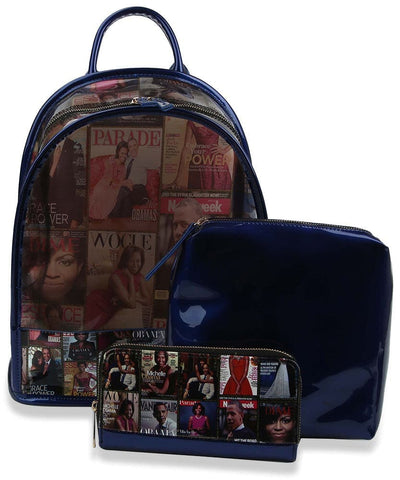 Obama Magazine Print Backpack Set